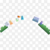 手绘彩色学校建筑-空若网 手绘彩色学校建筑-空若网