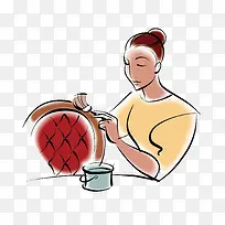 剪指甲的妈妈矢量-空若网 剪指甲的妈妈矢量-空若网