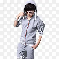 灰色时尚卫衣墨镜男孩-空若网 灰色时尚卫衣墨镜男孩-空若网