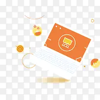 橘色电脑科技插画-空若网 橘色电脑科技插画-空若网