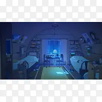 日系室内病房插画动漫-空若网 日系室内病房插画动漫-空若网