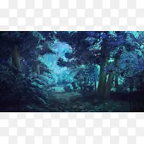 手绘日系树林插画-空若网 手绘日系树林插画-空若网