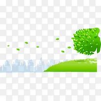 矢量绿色城市手绘素材-空若网 矢量绿色城市手绘素材-空若网