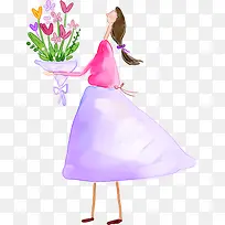 春季水彩可爱姑娘-空若网 春季水彩可爱姑娘-空若网