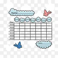手绘卡通空中课程表-空若网 手绘卡通空中课程表-空若网