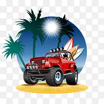 卡通手绘卡通越野车冲浪板-空若网 卡通手绘卡通越野车冲浪板-空若网