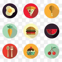 扁平创意食物图标-空若网 扁平创意食物图标-空若网