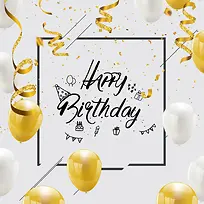 创意金色和白色气球生日贺卡矢量图-空若网 创意金色和白色气球生日贺卡矢量图-空若网