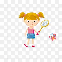 手绘羽毛球女孩素材-空若网 手绘羽毛球女孩素材-空若网