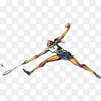 手绘时尚羽毛球运动员-空若网 手绘时尚羽毛球运动员-空若网