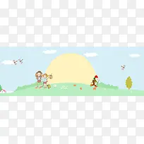 唯美清爽插画踏青人物-空若网 唯美清爽插画踏青人物-空若网