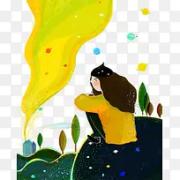 水彩手绘女孩素材-空若网 水彩手绘女孩素材-空若网