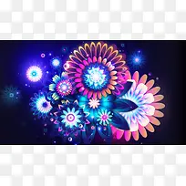 手绘彩色花朵光效-空若网 手绘彩色花朵光效-空若网