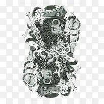 灰色炫酷骷髅插画-空若网 灰色炫酷骷髅插画-空若网