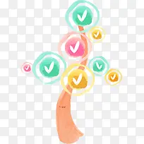 彩色爱心树木漫画装饰-空若网 彩色爱心树木漫画装饰-空若网