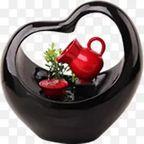 黑色爱心植物装饰-空若网 黑色爱心植物装饰-空若网