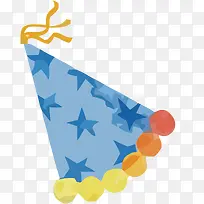 矢量蓝色生日帽素材-空若网 矢量蓝色生日帽素材-空若网