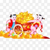 手绘可爱金元宝小人-空若网 手绘可爱金元宝小人-空若网