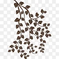 手绘黑色时尚树叶装饰-空若网 手绘黑色时尚树叶装饰-空若网