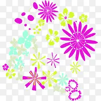 手绘彩色花纹树叶-空若网 手绘彩色花纹树叶-空若网