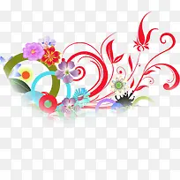 手绘彩色花朵树叶-空若网 手绘彩色花朵树叶-空若网