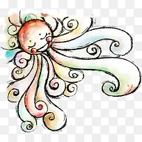 手绘彩色太阳花纹-空若网 手绘彩色太阳花纹-空若网