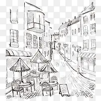 手绘餐厅街道矢量-空若网 手绘餐厅街道矢量-空若网