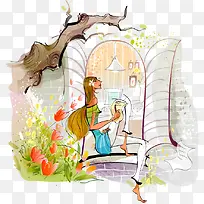 手绘室内时尚办公女生-空若网 手绘室内时尚办公女生-空若网