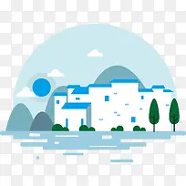 AI江南水乡扁平风 卡通 中国风-空若网 AI江南水乡扁平风 卡通 中国风-空若网