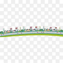 绿色卡通城市街道-空若网 绿色卡通城市街道-空若网