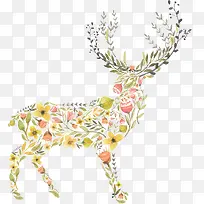 卡通花草鹿插画-空若网 卡通花草鹿插画-空若网