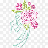 彩色手绘线条花朵-空若网 彩色手绘线条花朵-空若网