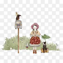 可爱清新站台旁的女孩-空若网 可爱清新站台旁的女孩-空若网