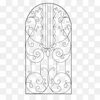 矢量线条对称铁艺围栏-空若网 矢量线条对称铁艺围栏-空若网