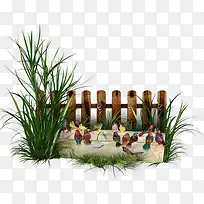 手绘卡通草栅栏-空若网 手绘卡通草栅栏-空若网