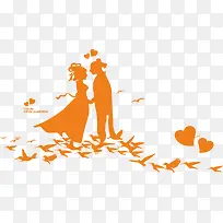 橙色牛郎织女鹊桥相会图片设计-空若网 橙色牛郎织女鹊桥相会图片设计-空若网
