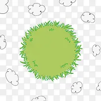 矢量手绘草与云-空若网 矢量手绘草与云-空若网