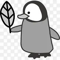 可爱冬日树叶企鹅-空若网 可爱冬日树叶企鹅-空若网