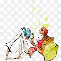 喝咖啡看书的美女-空若网 喝咖啡看书的美女-空若网