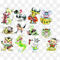 手绘十二生肖插画-空若网 手绘十二生肖插画-空若网