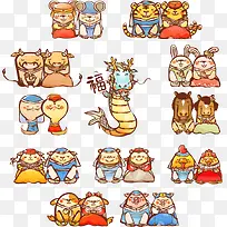 矢量十二生肖图-空若网 矢量十二生肖图-空若网