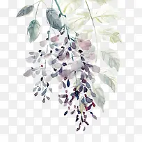 复古水彩蓝色树叶-空若网 复古水彩蓝色树叶-空若网