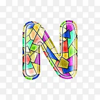 彩色玻璃字母n-空若网 彩色玻璃字母n-空若网