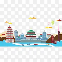 卡通旅游建筑装饰图案素材-空若网 卡通旅游建筑装饰图案素材-空若网