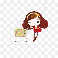 可爱时尚卡通购物女孩-空若网 可爱时尚卡通购物女孩-空若网