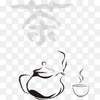 卡通手绘茶壶茶具-空若网 卡通手绘茶壶茶具-空若网