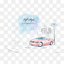 时尚城市海报手绘素材-空若网 时尚城市海报手绘素材-空若网