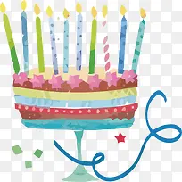矢量插蜡烛的生日蛋糕素材-空若网 矢量插蜡烛的生日蛋糕素材-空若网