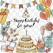 生日贺卡矢量素材-空若网 生日贺卡矢量素材-空若网