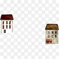 手绘冬季彩色楼房-空若网 手绘冬季彩色楼房-空若网